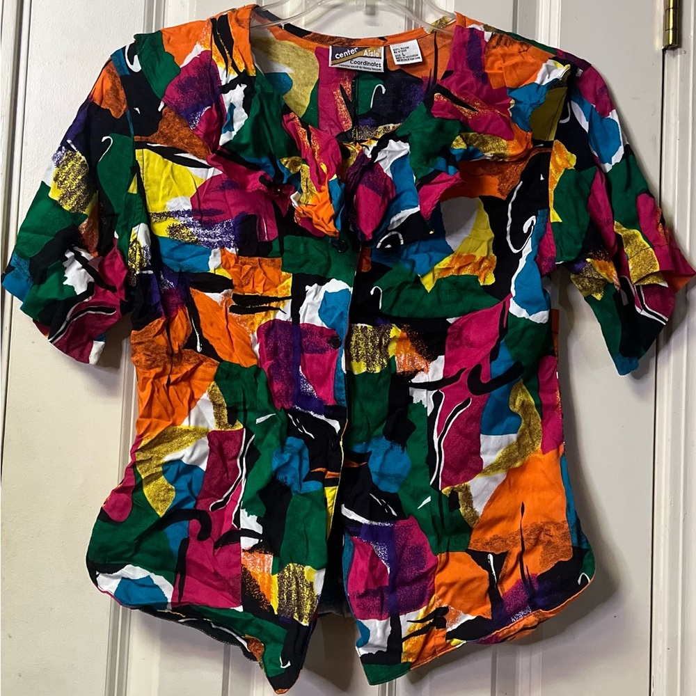 Colorful Vintage ~ Women’s ~ Top ~ Large ~ Center Aisle ~ Blouse